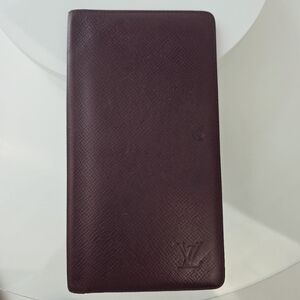 Louis Vuitton Taiga Brazza Wallet‎ Long Portefeuille Bifold Burgundy Leather
